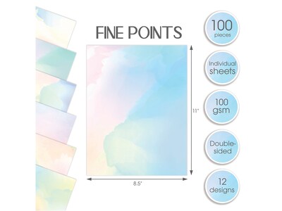 Better Office Stationery Paper, Assorted Watercolor Designs, 100/Pack (64505)