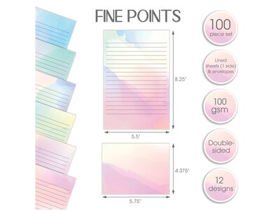 Better Office Mini Stationery Kits, Assorted Watercolor Designs, 50/Set (63905)