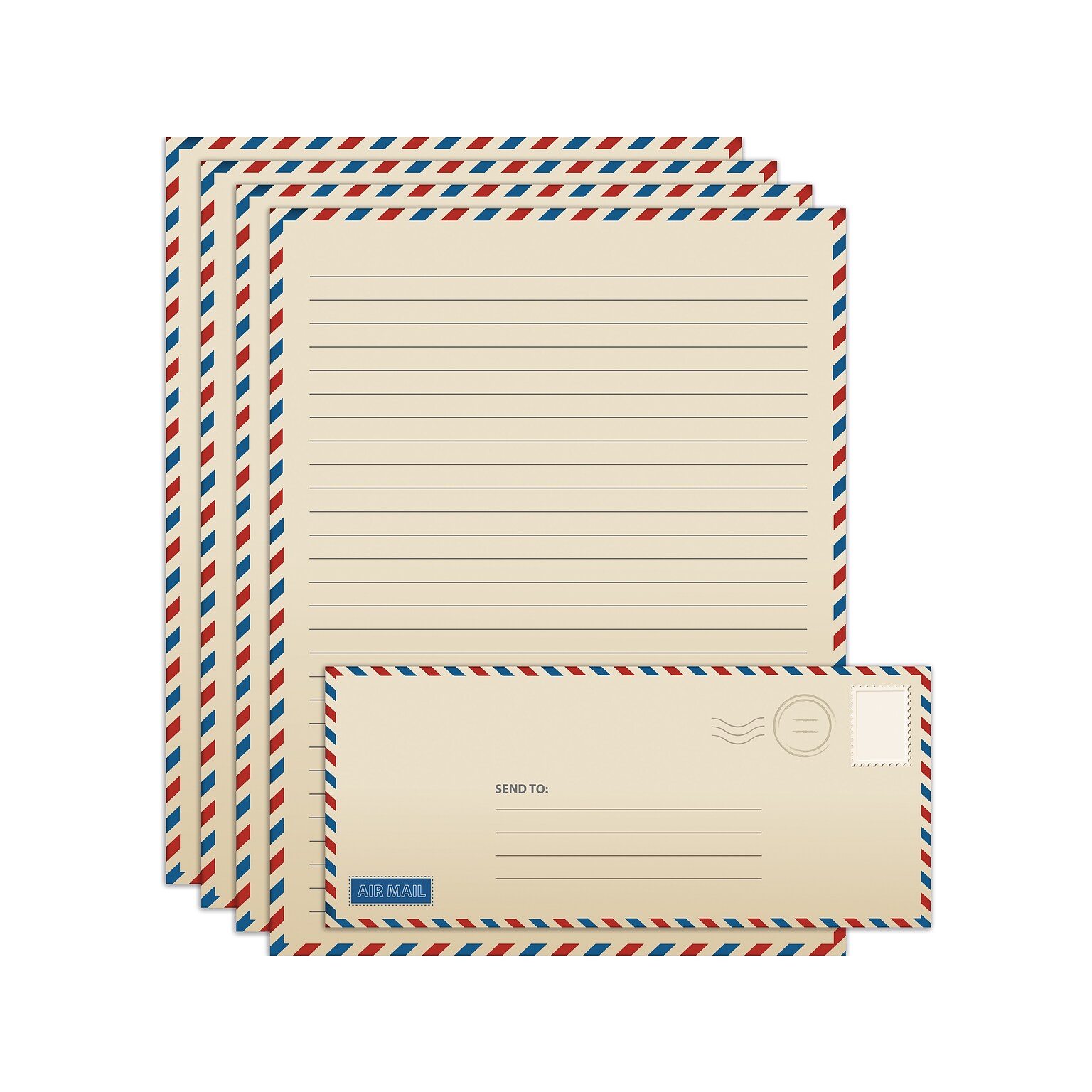 Better Office Stationery Kit, Vintage Airmail, 50/Set (63906)