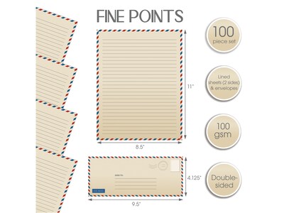 Better Office Stationery Kit, Vintage Airmail, 50/Set (63906)