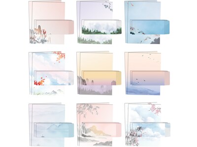 Better Office Stationery Kits, Assorted Japanese Watercolor Designs, 50/Set (63901)