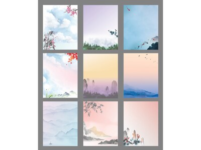 Better Office Stationery Kits, Assorted Japanese Watercolor Designs, 50/Set (63901)