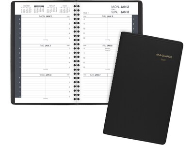 2023 AT-A-GLANCE 5" x 8" Weekly Appointment Book Planner, Black (70-075-05-23)