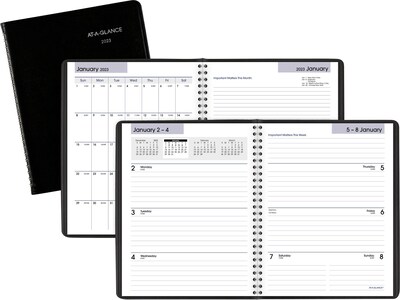2023 AT-A-GLANCE DayMinder Executive 7" x 8.75" Weekly & Monthly Planner, Black (G546-00-23)