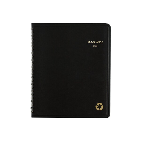 2023 AT-A-GLANCE Recycled 7 x 8.75 Monthly Planner, Black (70-120G-05-23)