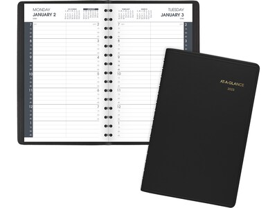 2023 AT-A-GLANCE 5" x 8" Daily Appointment Book Planner, Black (70-800-05-23)