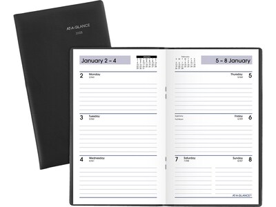 2023 AT-A-GLANCE DayMinder 3.5" x 6" Weekly Planner, Black (SK48-00-23)