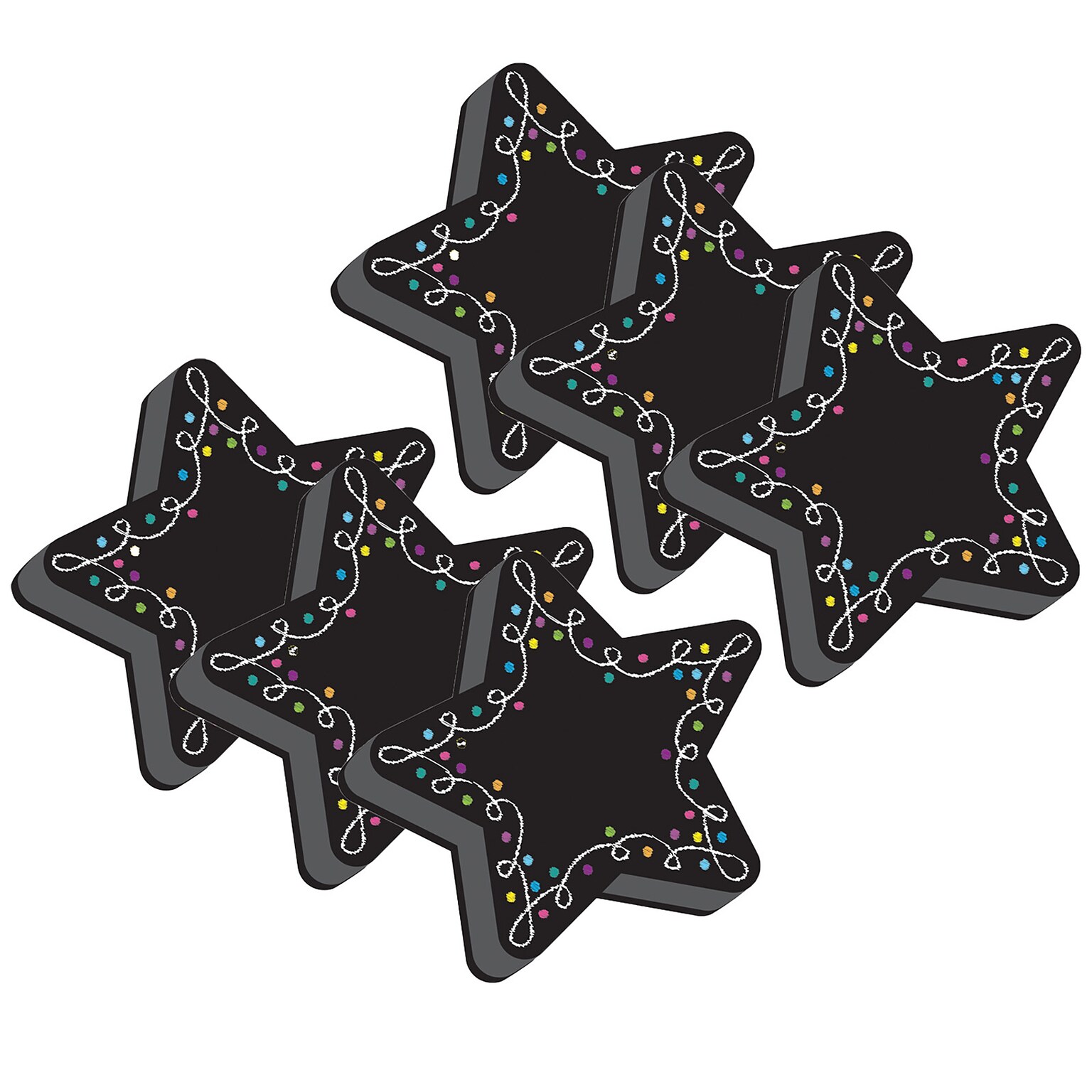 Ashley Productions Dry Erase Magnetic Whiteboard Erasers, Star Chalk, Pack of 6 (ASH09989-6)