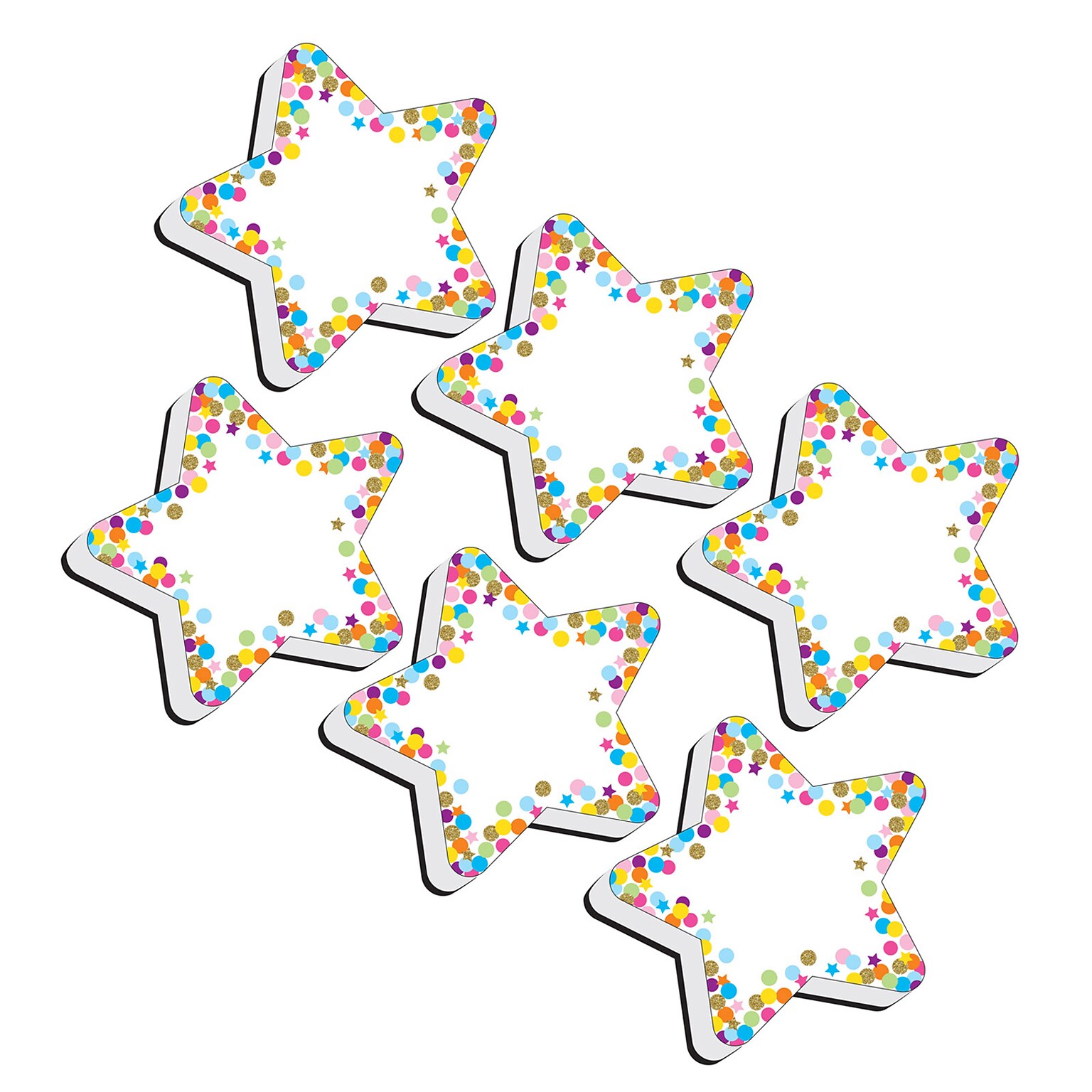 Ashley Productions Dry Erase Magnetic Whiteboard Erasers, Star Confetti, Pack of 6 (ASH09990-6)