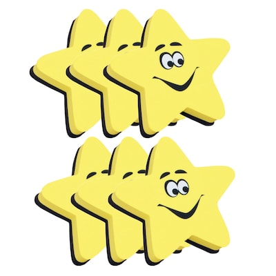 Ashley Dry Erase Magnetic Whiteboard Erasers, Star, Pack of 6 (ASH10016-6)