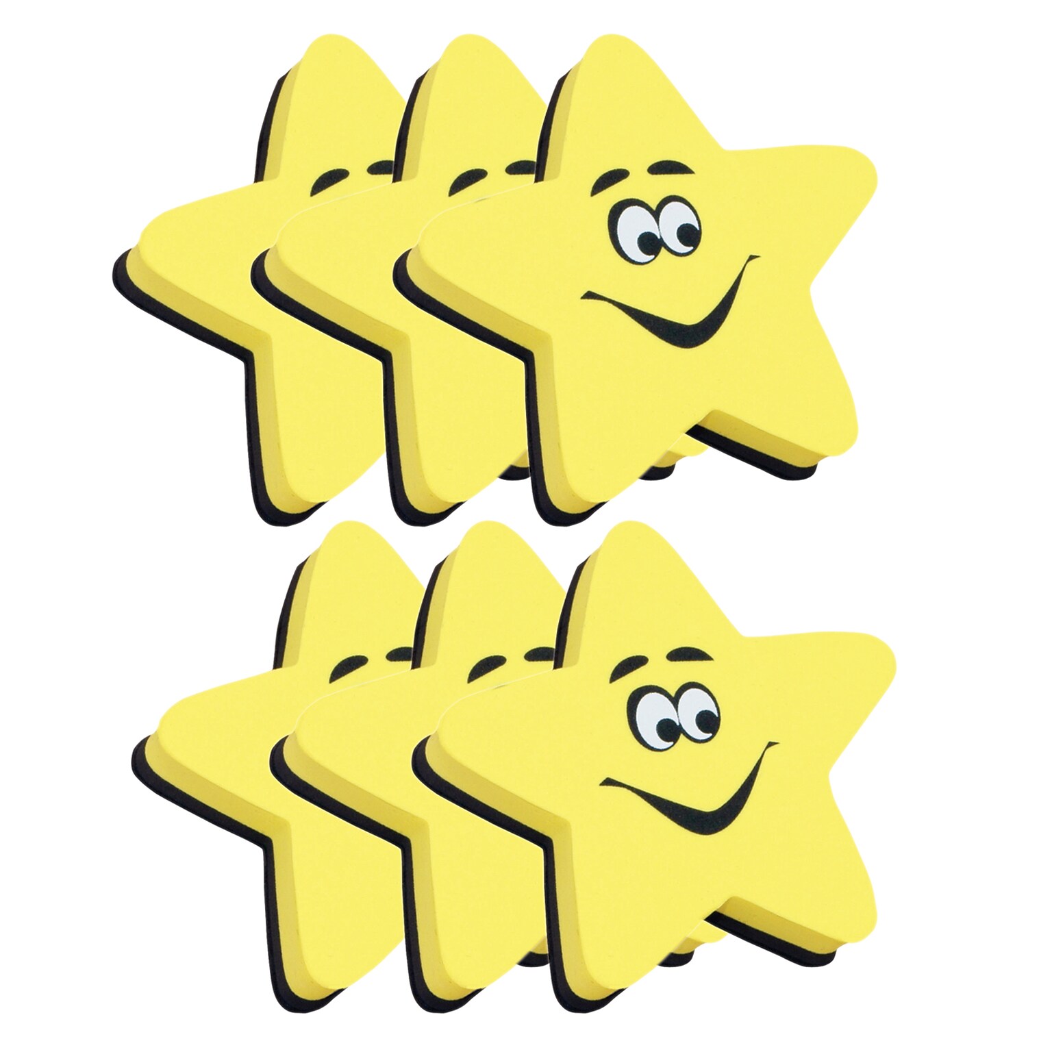 Ashley Productions® Dry Erase Magnetic Whiteboard Erasers, Star, Pack of 6 (ASH10016-6)