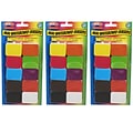 Ashley Productions® Dry Erase Non-Magnetic Mini Whiteboard Erasers, Assorted Colors, 10 Per Pack, 3