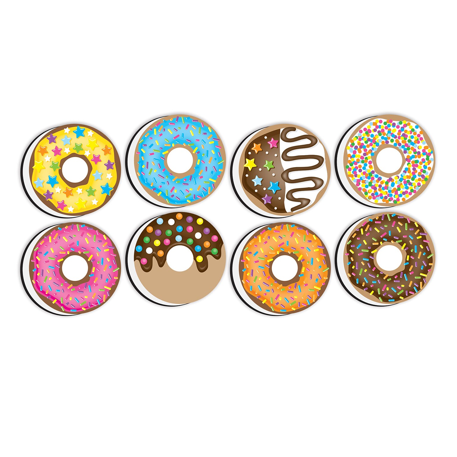 Ashley Productions® Dry Erase Non-Magnetic Mini Whiteboard Erasers, DonutFetti®, 8-Pack (ASH78009)