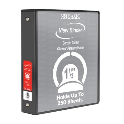 Bazic 1 1/2 3-Ring View Binders, Black, 6/Pack (BAZ3147-6)