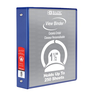 Bazic 1 1/2" 3-Ring View Binders, Blue, 6/Pack (BAZ3192-6)