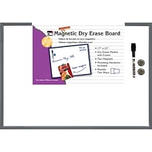 Charles Leonard Magnetic Dry Erase Whiteboard, Gray Tin Frame, 17 x 23 (CHL35375)