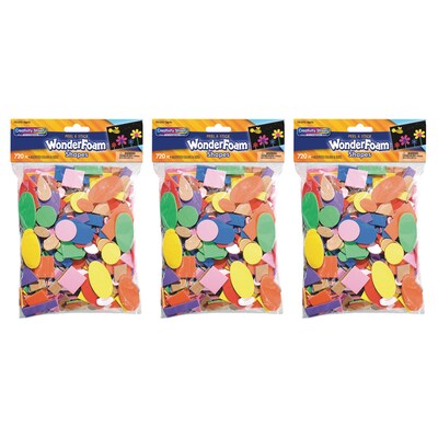 Creativity Street WonderFoam Peel & Stick Shapes, Assorted Shapes, Colors & Sizes, 720 Pieces/Pack,