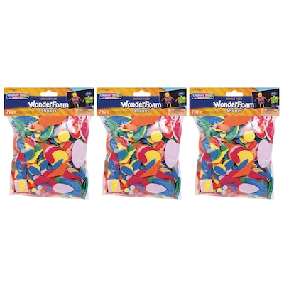 Creativity Street WonderFoam Shapes, Assorted Sizes, 720 Pieces/Pack, 3 Packs (CK-4314-3)