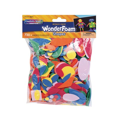 Creativity Street WonderFoam Shapes, Assorted Sizes, 720 Pieces/Pack, 3 Packs (CK-4314-3)