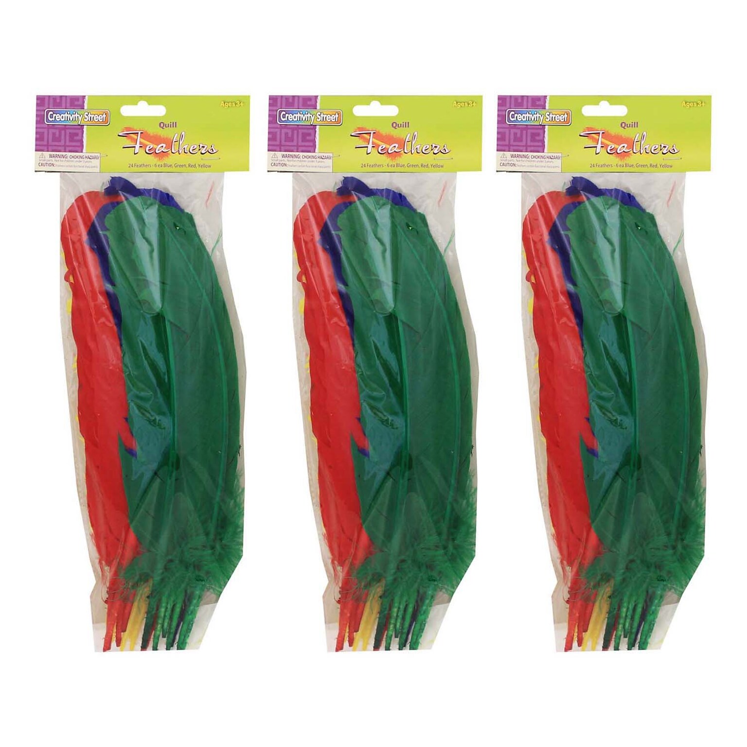 Creativity Street Quill Feathers, Assorted Colors, 12, 24/Pack, 3 Packs (CK-4503-3)