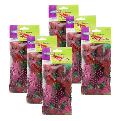 Creativity Street® Spotted Feathers, Assorted Colors & Sizes, 7 grams Per Pack, 6 Packs (CK-4506-6)