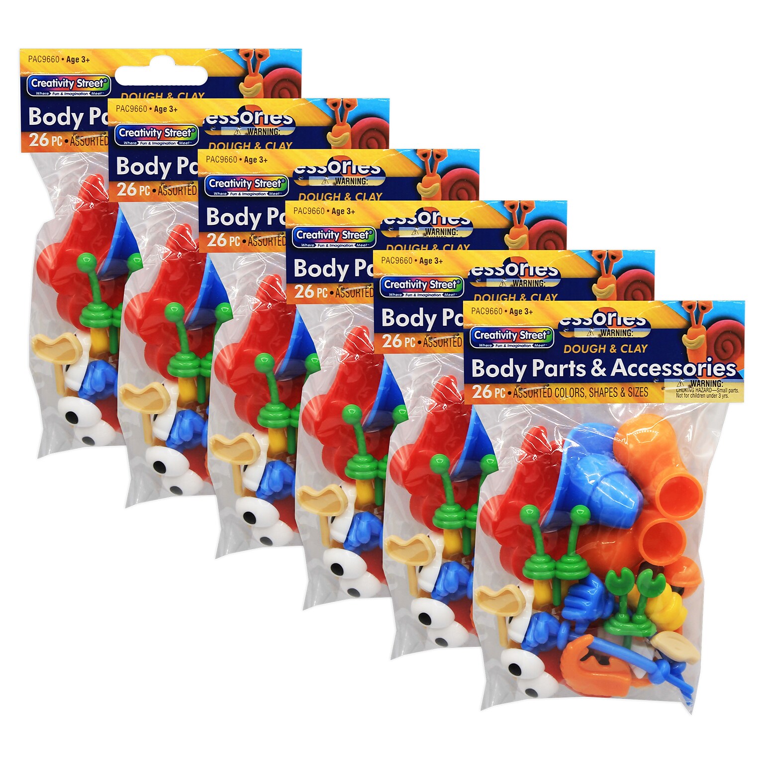Creativity Street Modeling Dough & Clay Body Parts & Accessories, 26 Pieces/Pack, 6 Packs (CK-9660-6)