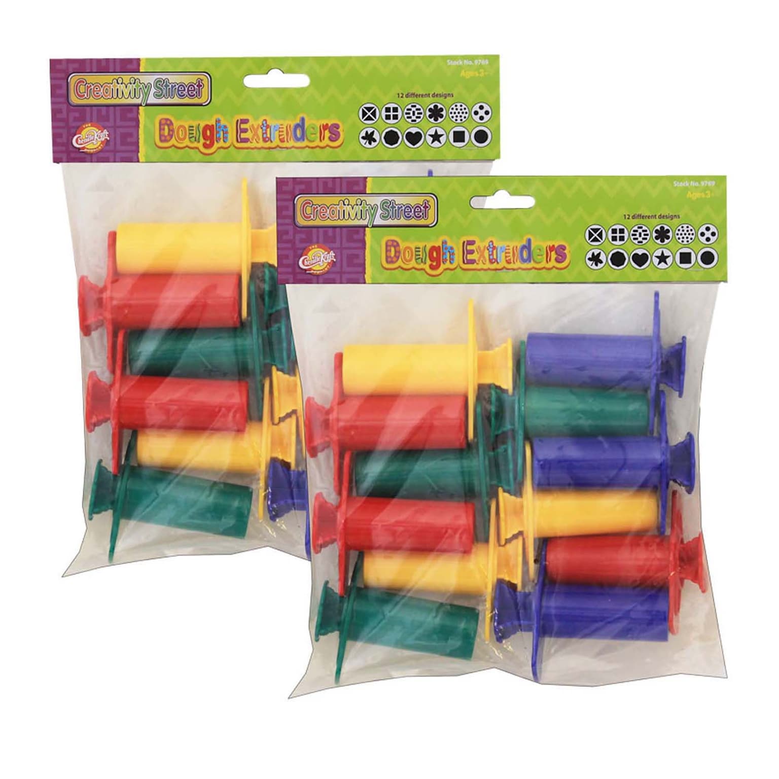 Creativity Street Dough Extruders, 12 Assorted Patterns, Approx. 3, 12 Pieces/Pack, 2 Packs (CK-9769-2)