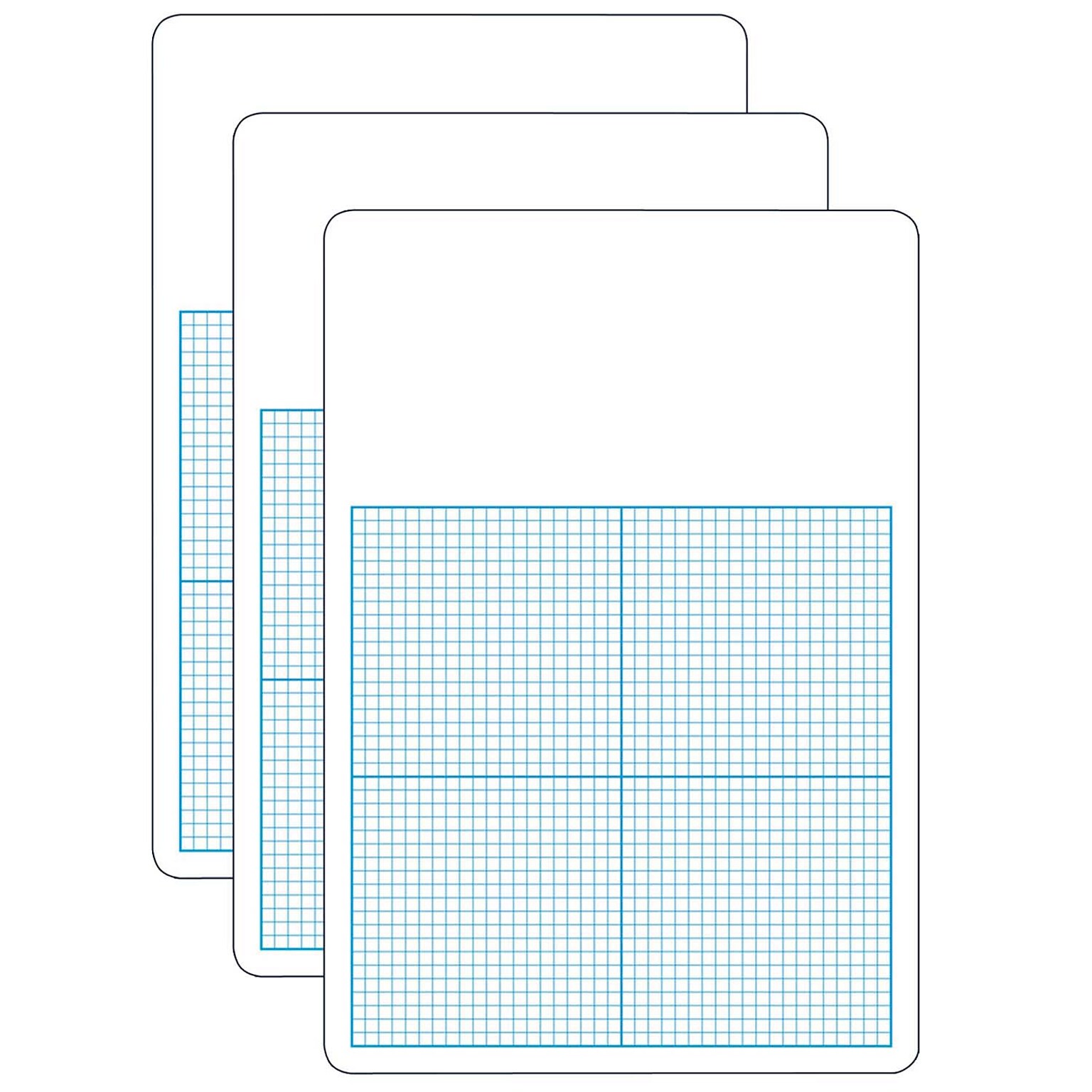 Flipside Products 0.25 Graph Dry Erase Board, 11 x 16, Pack of 3 (FLP11161-3)