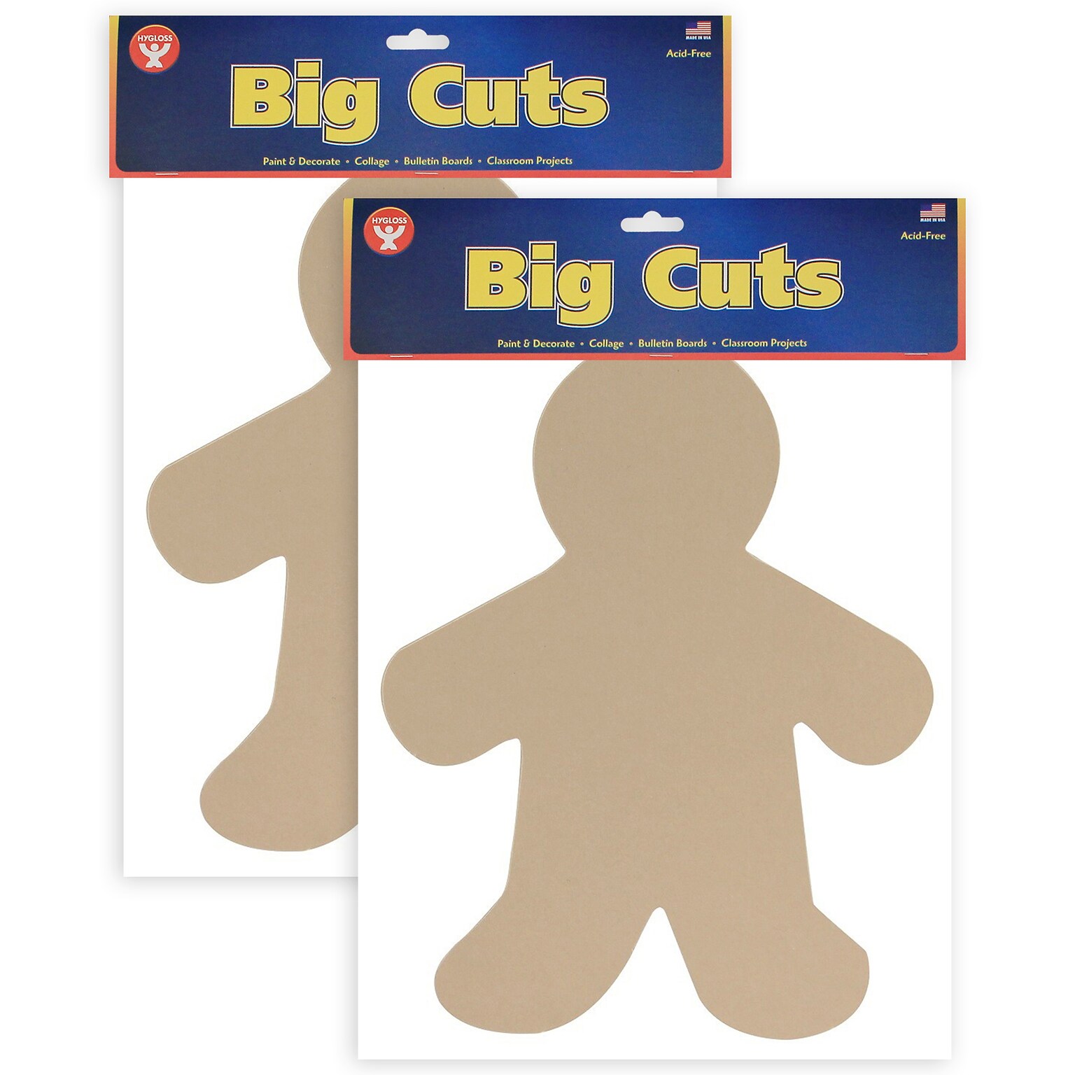 Hygloss Multicultural Colors People Shape Card Stock Cut-Outs, 16, Assorted, 24 Per Pack, 2 Packs (HYG68216-2)
