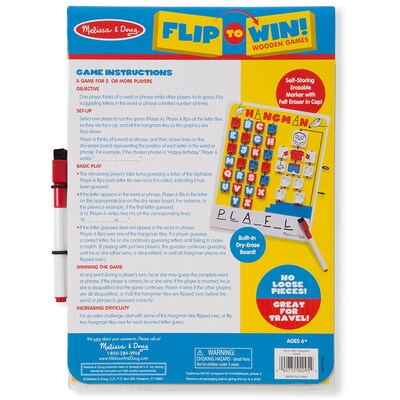 Melissa & Doug Flip-to-Win Hangman Travel Game, Pack of 2 (LCI2095-2)