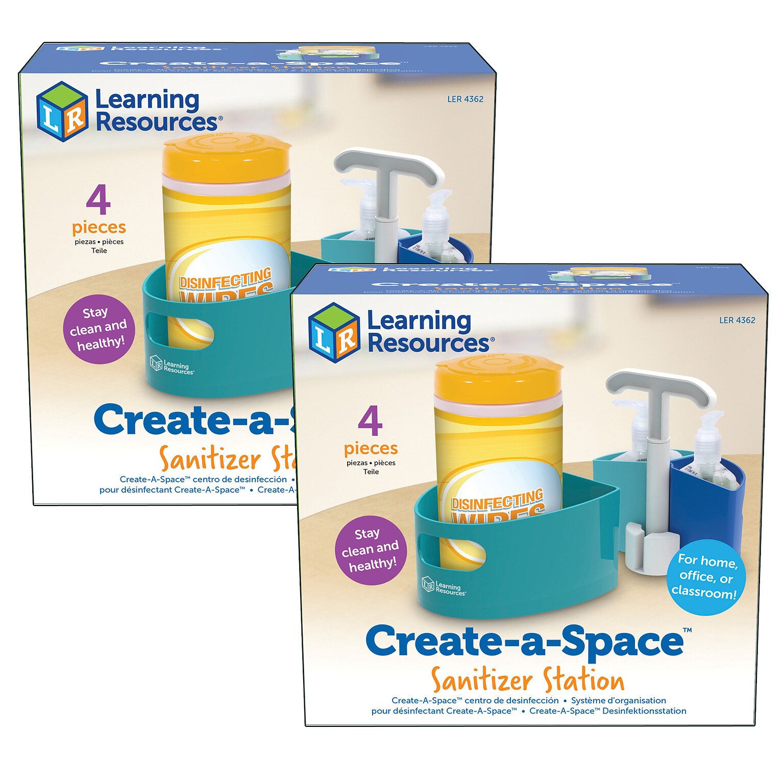 Learning Resources Create-A-Space Plastic Sanitizer Station, Pack of 2 (LER4362-2)