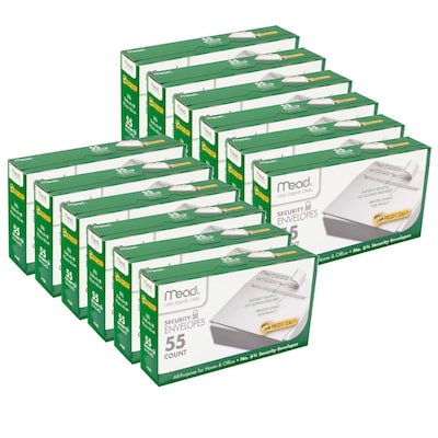 Mead Press-It Seal-It Security, #6, Envelopes, 3-5/8 x 6-1/2, White, 55/Box, 12 Boxes (MEA75030-12