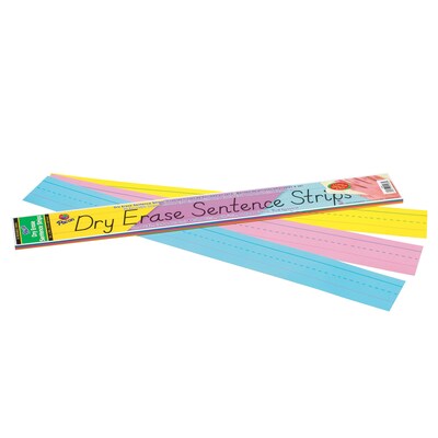 Pacon Dry Erase Sentence Strips, 3" x 24", Assorted Colors, 30 Per Pack, 3 Packs (PAC5186-3)