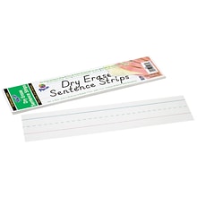 Pacon Dry Erase Sentence Strips, 3 x 12, White, 30 Per Pack, 6 Packs (PAC5187-6)