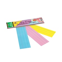 Pacon Dry Erase Sentence Strips, 3 x 12, Assorted Colors, 30 Per Pack, 6 Packs (PAC5188-6)