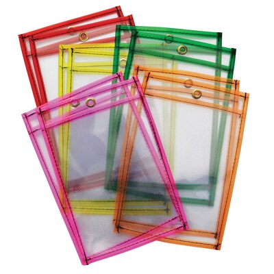 Pacon Dry Erase Pockets, 6 x 9, Assorted Colors, 10 Per Pack, 2 Packs (PACAC9893-2)