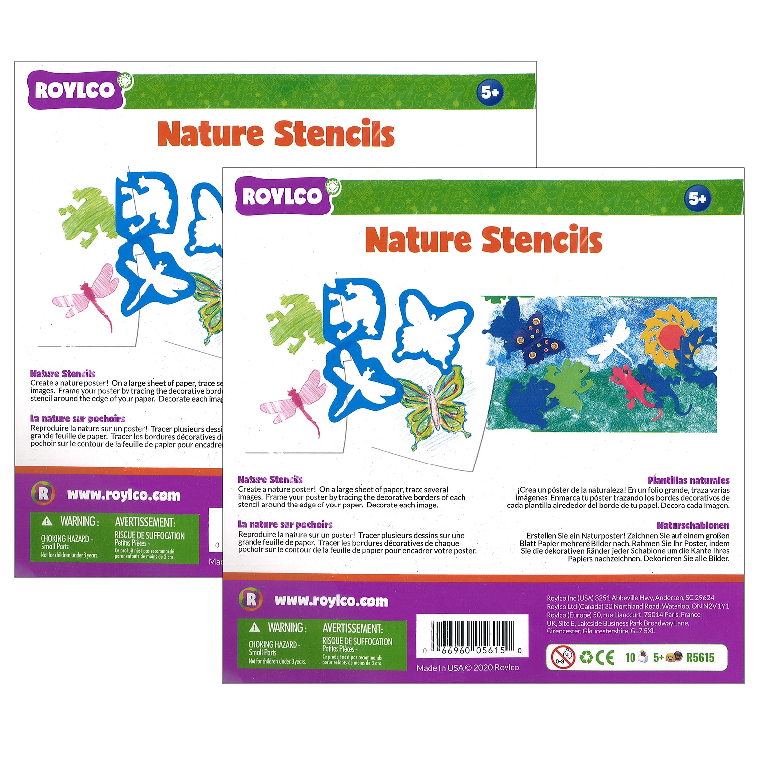 Roylco Nature Stencils, Green, 2 Packs (R-5615-2)