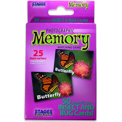 Stages Learning Materials Photographic Memory Matching Game, Insects & Bugs, Pack of 3 (SLM223-3)