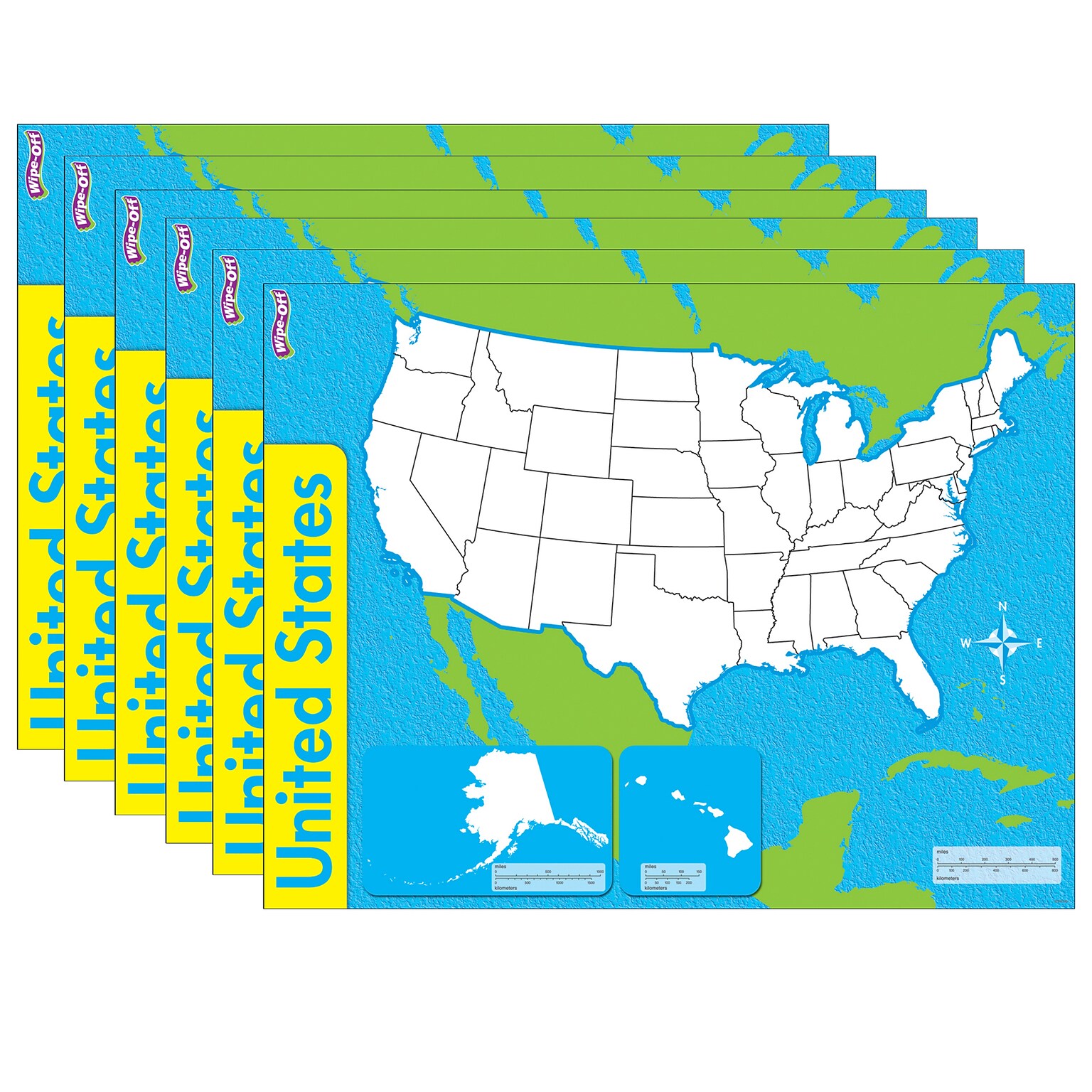 TREND The United States Wipe-Off Chart, 17 x 22, Multicolored, Pack of 6 (T-27301-6)