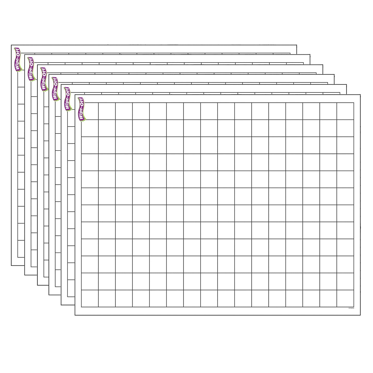 TREND Graphing Grid Small Squares Wipe-Off Chart, 17 x 22, Pack of 6 (T-27305-6)
