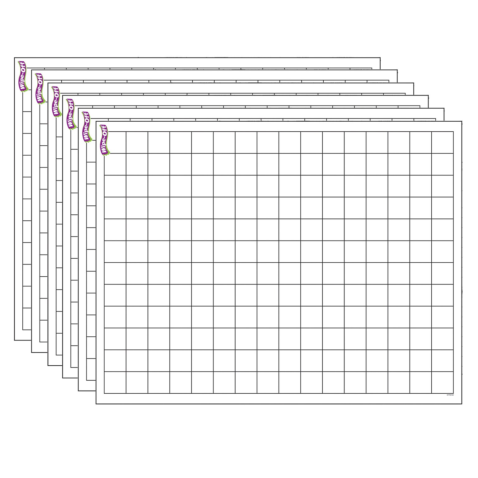 TREND Graphing Grid Small Squares Wipe-Off Chart, 17 x 22, Pack of 6 (T-27305-6)