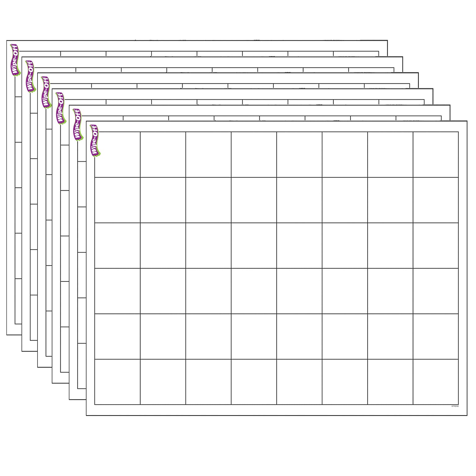 TREND Graphing Grid (Large Squares) Wipe-Off Chart, 17 x 22, Pack of 6 (T-27306-6)