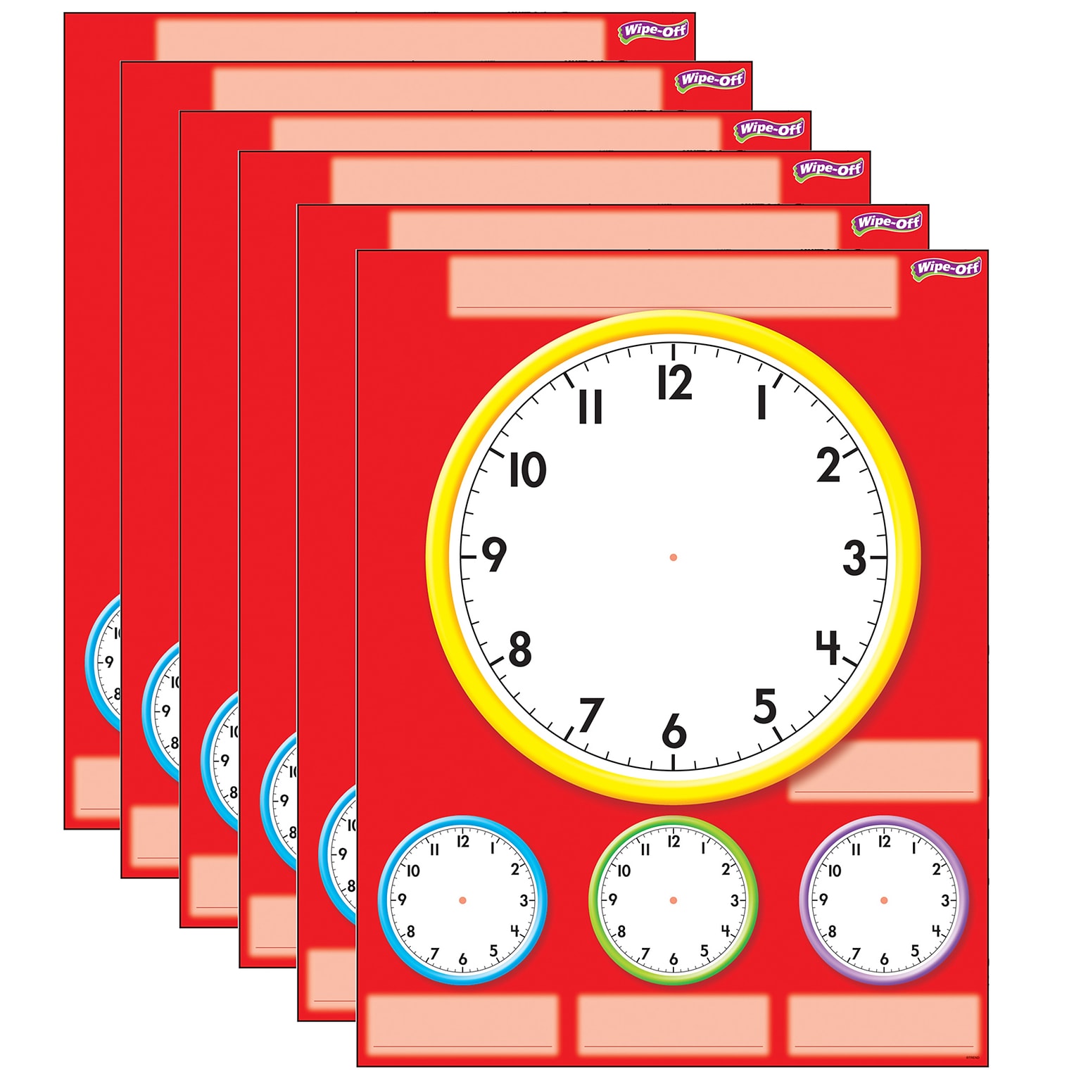 TREND Clocks Wipe-Off Chart, 17 x 22, Multicolored, Pack 6 (T-27312-6)