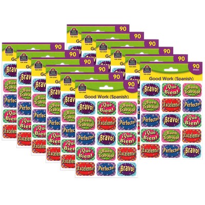 Teacher Created Resources Good Work Spanish Jumbo Stickers, 90 Per Pack, 12 Packs (TCR5734-12)