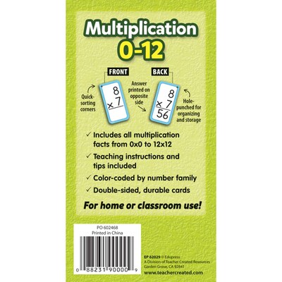 Edupress™ Multiplication: All Facts 0-12 Flash Cards, 170 Cards (TCR62029)
