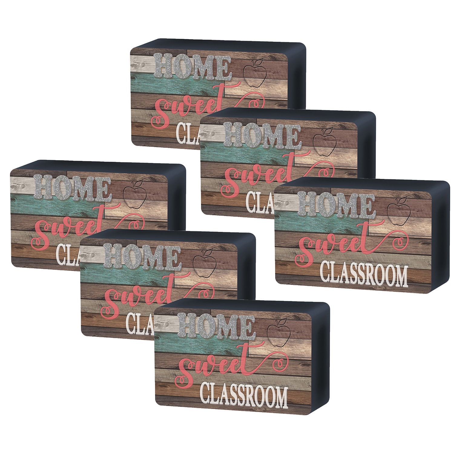 Teacher Created Resources Dry Erase Magnetic Whiteboard Erasers, Home Sweet Classroom, Pack of 6 (TCR77008-6)