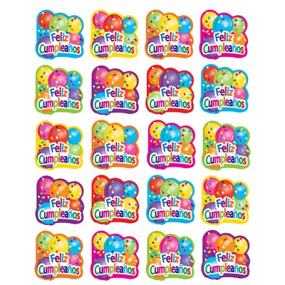Teacher Created Resources Feliz Cumpleanos Stickers, 1, Multicolored, 120 Per Pack, 12 Packs (TCR85