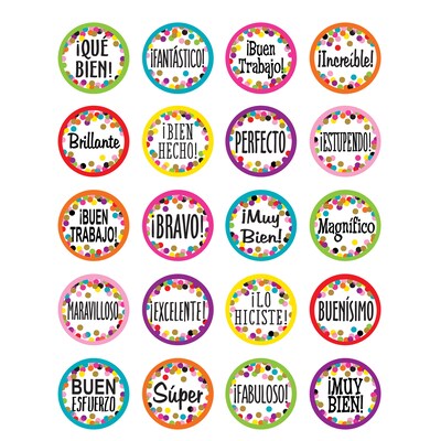 Teacher Created Resources Confetti Spanish Stickers, 1, Multicolored, 120 Per Pack, 12 Packs (TCR87
