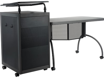 Oklahoma Sound WorkPod 41 Floor Lectern with Desk, Black/Charcoal Slate/White Nebula (TWP1)