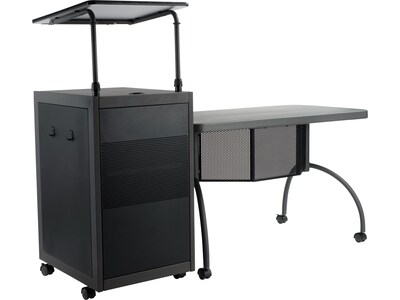 Oklahoma Sound WorkPod 41 Floor Lectern with Desk, Black/Charcoal Slate/White Nebula (TWP1)